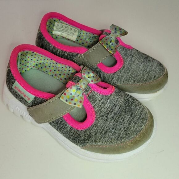 SKECHERS Girl's Gray-Pink GoWalk Bitty Bow Shoes - Picture 7 of 11